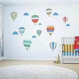 rawpockets ' Air Ballon Story - Kid's Room ' Vinyl Large Size Wall Sticker- Multicolor (Wall Coverage Area - Height 80 cms X Width 115 cms)-picture-18