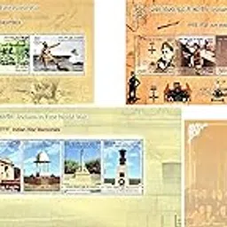 Aranyak Hobby® India 2019 Indian in First World War Set of 4 Miniature Sheet Consisting of 15 Commemorative Stamps, Multi Colour image 1