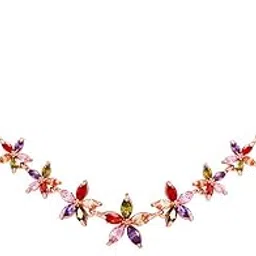 yellow chimes Fashion Jewellery Set for Women Florets Charms Swiss Cubic Zirconia 18K Rose Gold Plated Necklace Set for Women and Girls-picture-49