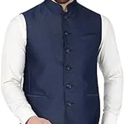 modi jacket Men's Navy Blue Terry Wool Checked (Bandhgala Jacket)-BXGA-picture-52