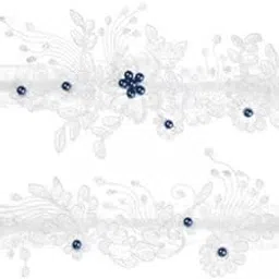 ujeavette 3x2 Pieces Bridal Wedding Garter Costume Accessories Faux Pearls for Party Blue L-picture-17