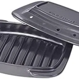 Tohe Ceramic Grill Roaster: F-201W Ceramic Grill Roaster, 1/2 Wavy Type, Single Item, Fluffy Baking, Heat-resistant Ceramic Steak, Grilled Fish (Far Infrared Effect, Open Fire, Grill, Microwave, Oven Cookable) Made in Japan-image-25