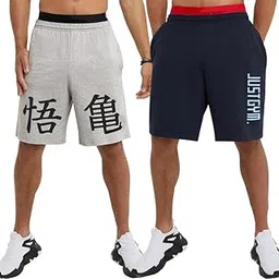 hotfits Men's Casual Cotton All Season Regular Shorts, Workout Shorts, Elastic Waist Running Shorts with Pockets Pack of 2-picture-26
