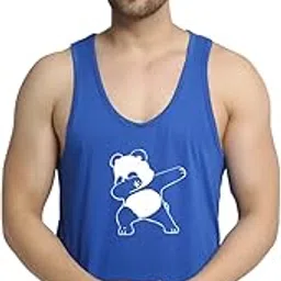 fbar Men White Panda Printed U-Neck Drop Cut Casual Sleeveless Gym Vest-picture-56