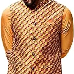 kisah Men's Nehru Jacket, Multi Silk Blend, Woven Design Regular Fit Mandarin Collar Sleeveless-picture-16