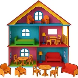 Clapjoy DIY Wooden Toy House Gift Kit with Miniature Furniture & Paint Set - Easy Assembly Doll House for Kids, Boys & Girls – Creative Play & Learning image 1
