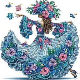 CRETELIYA 5D Diamond Painting Kit,Dance with Butterfly, Rhinestone Extremely Shiny Diamond Painting Art, Abstract Style Room Decoration (30Cm X 30Cm) (Flower Heat Girl)-picture-12