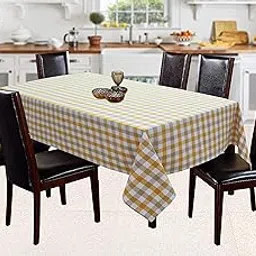 AIRWILL, 100% Cotton Self Designed 6 Seater Table Cloth, Pack of 1 Pc. - Rectangular, Yellow-picture-30
