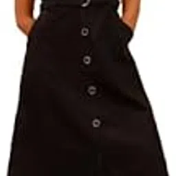 codaisy Women's Cotton Solid Knee Length Dungaree Dress-picture-11