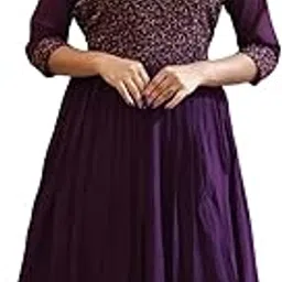 wild woven Women's Designer Anarkali Style Kurta with Heavy Embroidery on Yoke and Sleeves | Blooming Georgette Fabric with Pleated Flare and Attached Lining image 1