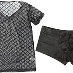 club bollywood VELURA 2 Pieces Men Elastic Clubwear Top & Short Set,Size M,L,XL M|1x Wired Gaming Headset for PS4|T-Shirts| Mens Clothing-picture-19