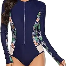 Womens Athletic Training Swimsuit Long Sleeve Rashguard-image-1