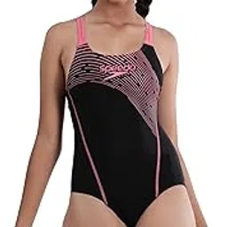 Speedo Girl's Endurance 10 High Chlorine Resistance UPF 40+ Sun Protection Medley Logo Muscleback One Piece V-Cut Swimsuit-picture-12