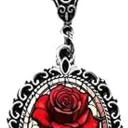 carl vinson Red Rose Oval Glass Pendant Necklace, Jewelry for Women-picture-41