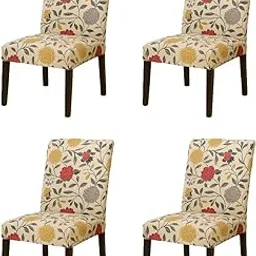Homerz Premium Pack of 4 Elastic Stretchable Dining Chair Cover, Removable Washable Elastic Floral Printed Dining Chair Covers seat Cushion pad Wooden (BW3D, Pack of 4)-picture-12
