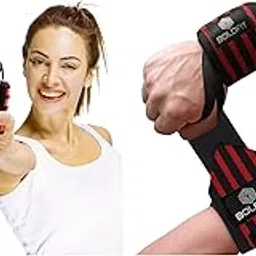 Boldfit Wrist Supporter for Gym Wrist Band (Red) & Boldfit Hand Grip Strengthener with Foam Handle Red-Black-image-66