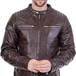 cool equal Men's Pure Leather Winter Jacket – Classic Brown-picture-12