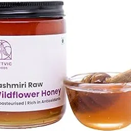Sattvic Foods Kashmiri Raw Wildflower Honey (350 g) | NMR Tested, Pure, Unfiltered & Unprocessed | Antioxidant-Rich, Immunity & Energy Booster | Natural Sweetener, Use in Breakfast, Baking & Salads-image-4