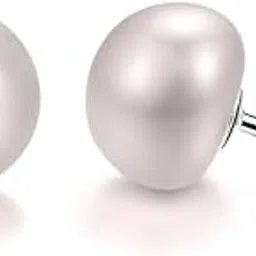 highspark 925 Silver Pearl Earrings for Women | 92.5 Sterling Silver & Brilliant Lustre Freshwater Button Pearls | Lovely Gift-picture-10