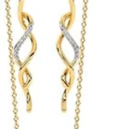 caratlane 18 KT Yellow Gold Windy Diamond Sui Dhaga Earrings for Women-picture-15