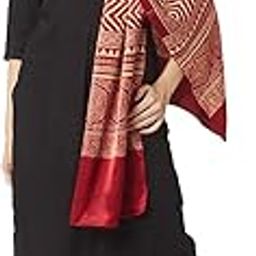 dupatta bazaar Women's Red Hand Block Print Mushru Stole, Free.-picture-35
