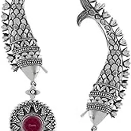 dulcett Fashion Ear Cuffs Earrings For Women & Girls| Fish Stylish & Unique Boho Style Ear Cuffs|Silver Replica Brass Ear Cuffs |Unique Handmade Fish Style Earrings-picture-66