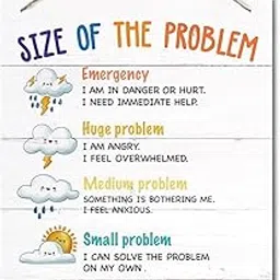 Size of Problem Calming Corner Decor Sign, Hanging Printed Wall Plaque Wood Signs, School Psychologist Wall Art for Office Decor, Counselor Posters Classroom Wall Kids Therapy Psych Diversity 10X7.8in-picture-17