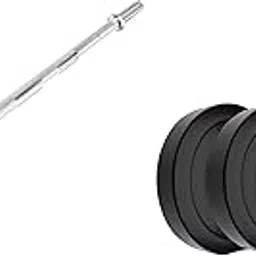 Kore 7 Feet Plain Bar with Two Locks for Weightlifting, Powerlifting and Crossfit & Kore K-PVC-40KG-RW-COMBO (10KGX4) Weight Plate, Black (K-PVC-RW-40KG-10KGX4)-image-10