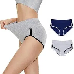Womens Breathable 100% Hipser Regular & Plus Size Underwear | Cotton Brief | High Waist Full Coverage Tummy Controller | High Rise Underpants Womens Panties - (Pack of 2)-image-72