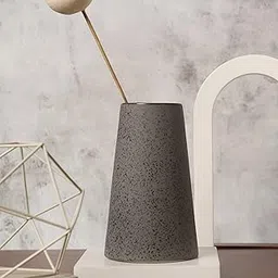 Bonhomie Modern Dark Grey Solid Medium Round Ceramic Flower Vase for Home Decor | Center Table Decorative Item for Living Room, Dining Table, Office, Bedroom | Pack of 1 (Without Flower)-image-11