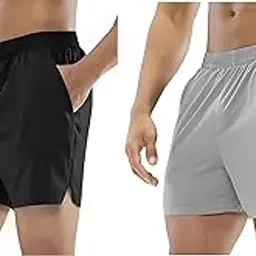 sector z Men's Athletic Running Shorts, Quick-Dry, Two-Tone Black and Grey, with Side Pockets-picture-29