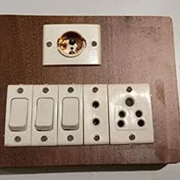 First Connect Wooden Extension Board Uses for Light Fitting with 1 Holder, 3 Buttons, 1 Two-pin Socket, 1 Five-pin Socket, 6x8 Inch (3)-picture-40