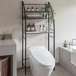Lukzer Metal Toilet Rack For Bathroom Multipurpose Storage Organizer Shelves Stand For Home,Garage,Balcony (Black/166X25X65 Cm)-picture-17