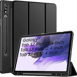 Robustrion Cover for Samsung Tab S7 FE/Tab S8 Plus/Tab S7 Plus Cover Case 12.4 inch Flip Back [S Pen Holder] for Samsung Galaxy Tab S8 Plus/S7 Plus/ S7 FE Tablet Cover with [Auto Sleep/Wake] - Black-picture-46
