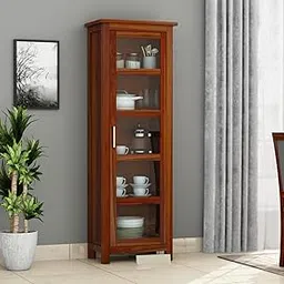 BANSHI WOOD FURNITURE Sheesham Wood Crockery Cabinet || Kitchen Cabinet || Display Cabinets | Bookshelf || Wooden Storage Cabinets || Wardrobes || Honey Finish (Honey)-picture-29