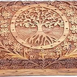 Woodiva Handmade Sheesham Wooden Rectangular Storage Box Hand Carved Tree design Jewelry Box & Decorative Gift Box (8X5 inches)-picture-28