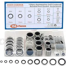 BUSY-CORNER 156 Pieces Bonded Seal Dowty Washer, Automotive Self-Centred Dowty Seal Gasket Assortment, 10 Metric Sizes, M6 to M24-picture-65