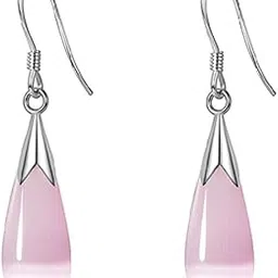 silver shoppee Pink Silver Plated Moonstone Drop Earrings for Women (SSER1408B)-picture-40