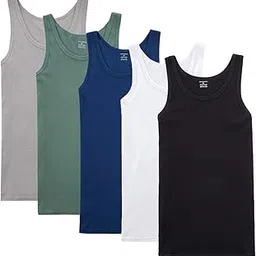 nuoza Pack of 5 Men's Tank Top 100% Cotton All Sizes and Colours-picture-40