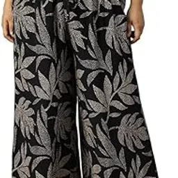 oxolloxo Women Plus Size Rayon Elasticated Waist with Adjustable Tie-Knot Thread Long Flare Pant-picture-26