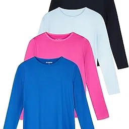 real essentials 4 Pack: Women's Dry-Fit Tech Stretch Long-Sleeve Athletic Workout T-Shirt (Available in Plus Size), Set 4, X-Large-picture-31