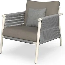 GEBE Modern Patio 1-Seater Sofa | U.V. Protected Comfortable Fabric Upholstered Couch with Cushioned Seating | Stylish Sofa Set for Outdoor and Garden | Tan-image-72