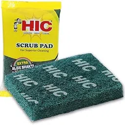 HIC Nylon Fibre Scrub Pad Multipurpose Scrub Pad for Kitchen Tiles and Utensil Scrubber Non-Scratch 3X Times Better and Softer Than Normal Scrubber pad (100x150 mm, Green) - Pack of 6-image-0