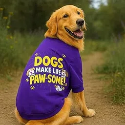 Pawshika Stylish Dog Tshirt – “Dogs Make Life Pawsome” Printed Tshirt | Soft, Warm & Comfortable Pet Clothing | Perfect for Autumn & Light Winter | Available for Large Dogs, Pack of 1 (Red, L)-image-47