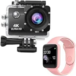 Drumstone Combo Pack of 2 Items Touch Screen Sports Action Camera, 4K 170 Degree Wide Angle WiFi HD Cam, 16MP with D20 Smartwatch Bracelet Fitness Tracker Heart Rate Step Counter Activity Monitor Band-picture-38