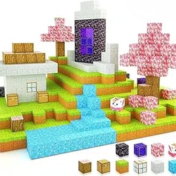 TechMax Solution Magnetic Blocks - Build Magnet World Magic Portal Set, Magnetic Tiles Building Blocks Toddler Toys STEM Sensory Outdoor Toys (Cherry Blossom, 126, Piece)-image-54
