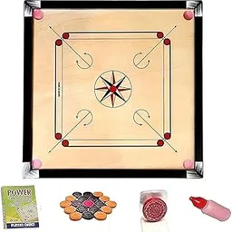 JTC Superior Matte Finish Practice Carrom Board for Serious Professional Practice with Coins Striker and Powder Beige ABC- Engineering Wood (32 x 32 Inches Carrom Board Style B)-picture-15