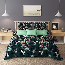 Laying Style™ Soft Premium Cotton Blend Double Quilt Cover Blanket Cover Razai Duvet Cover Comforter Cover for Double Size Duvets with Zip 90"x 100"Inch-Multicolor-image-66