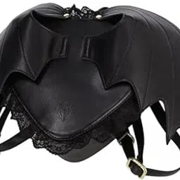 saz dekor 2xBlack Bat Wings Backpack Goth Punk Lace Wing Shoulder Bag Leather Rucksack-picture-22