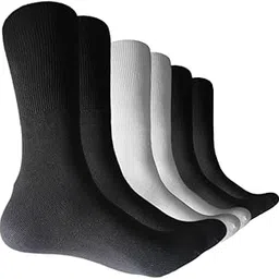 calbro Health & Diabetic Socks for Men Combo Calf length Cotton – Pack of 3 Cushioned Sports Athletic Casual Formal, Non Binding, Improves Blood Circulation, Black & White, Winter Summer School-picture-13